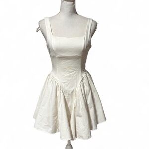 The Vintage Shop White Mini Dress Sleeveless Tulle Underline Tie Back Size Small